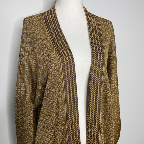 Zara Jacquard Gold Knit Cardigan Puff Sleeves - Picture 7 of 10